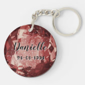 Januari Birthstone Keyring met naam Sleutelhanger (Achterkant)