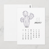 Januari  Cactus 2024 Kalender Kaart (Voorkant / Achterkant)