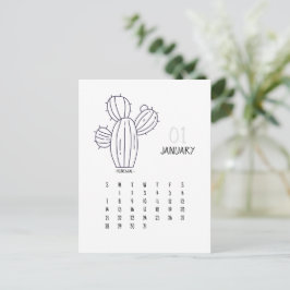 Januari  Cactus 2024 Kalender Kaart