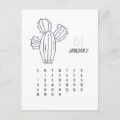 Januari  Cactus 2024 Kalender Kaart (Voorkant)