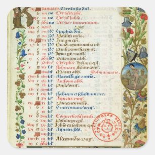 Januari; cijfers die eten en drink vierkante sticker