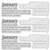 Januari Definitie Verjaardag Sticker (Voorkant)