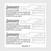 Januari Definitie Verjaardag Sticker (Vel)