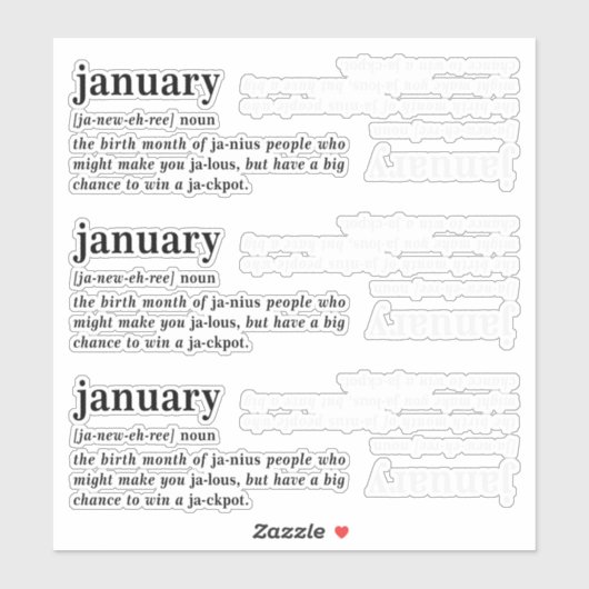 Januari Definitie Verjaardag Sticker (Vel)