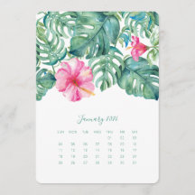 Januari Desk Top Calendar Card Hibiscus