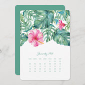 Januari Desk Top Calendar Card Hibiscus Menu (Voorkant / Achterkant)