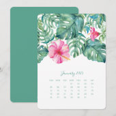 Januari Desk Top Calendar Card Hibiscus Menu (Voorkant / Achterkant)