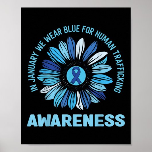 Januari Draag blauw lint tegen mensenhandel Poster (Voorkant)