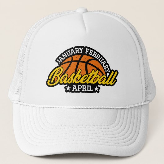 Januari Februari Basketbal April Cool Speler Trucker Pet (Voorkant)