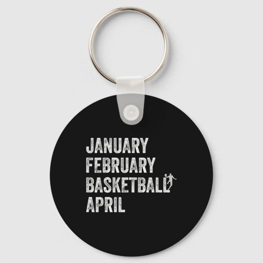 Januari Februari Basketbal April Fun Basketbal T Sleutelhanger (Voorkant)
