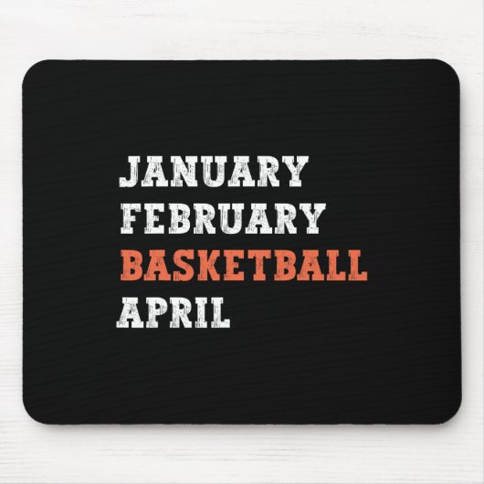 Januari Februari Basketbal April Fun Retr Muismat (Voorkant)