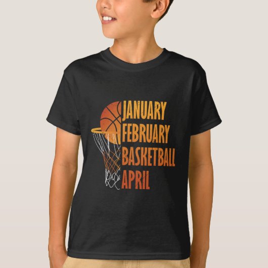 Januari Februari Basketbal April Fun Retro Appare T-shirt (Voorkant)