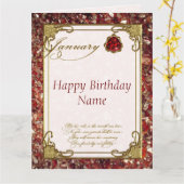 Januari Garnet Birthstone 8.5x11 Verjaardag Kaart (Gele Bloem)