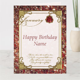 Januari Garnet Birthstone 8.5x11 Verjaardag Kaart