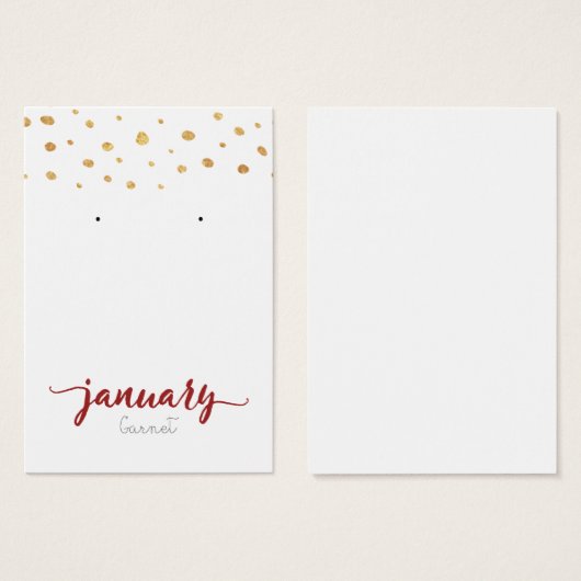 Januari Garnet Birthstone Earring Card Visitekaartje (Voorkant /achterkant)