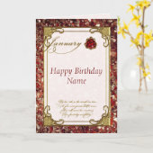 Januari Garnet Birthstone Verjaardag Kaart (Gele Bloem)