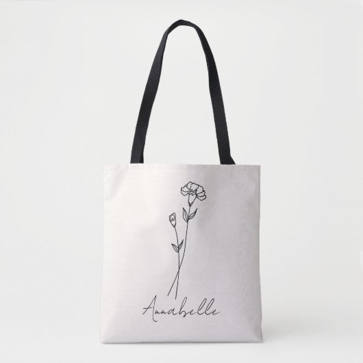 Januari Geboorte Bloem Aangepaste Naam Ivoor Tote Bag (Voorkant)