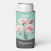 Januari Geboorte Bloem Aangepaste Naam Seltzer Blikjeskoeler (Seltzer Voorkant)