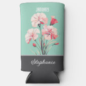 Januari Geboorte Bloem Aangepaste Naam Seltzer Blikjeskoeler (Voorkant)