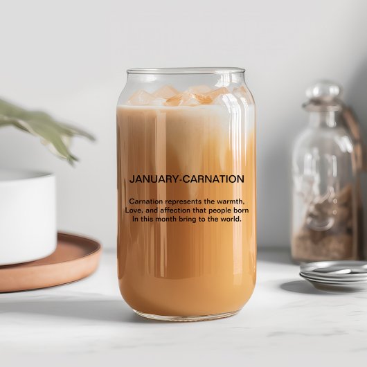 Januari Geboorte Bloem Anjer met Aangepaste Naam Blikvorm Glas