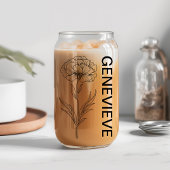 Januari Geboorte Bloem Anjer met Aangepaste Naam Blikvorm Glas