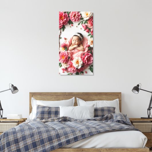 Januari Geboorte Bloem Baby Meisje Portret Canvas Afdruk (Insitu (Slaapkamer))