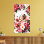 Januari Geboorte Bloem Baby Meisje Portret Canvas Afdruk (Insitu (Woonkamer))