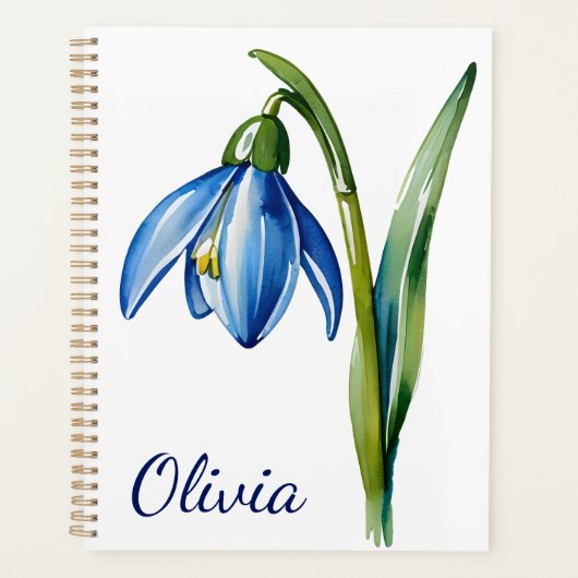 Januari geboorte bloem geschenk Blauwe sneeuwklokb Planner (Voorkant)
