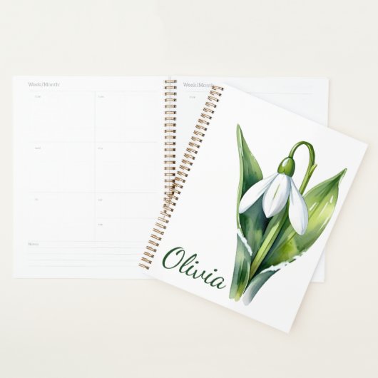 Januari geboorte bloem geschenk Witte sneeuwklokbl Planner (Display)