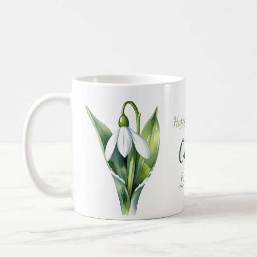 Januari geboorte bloem geschenken Witte sneeuwklok Koffiemok (Links)