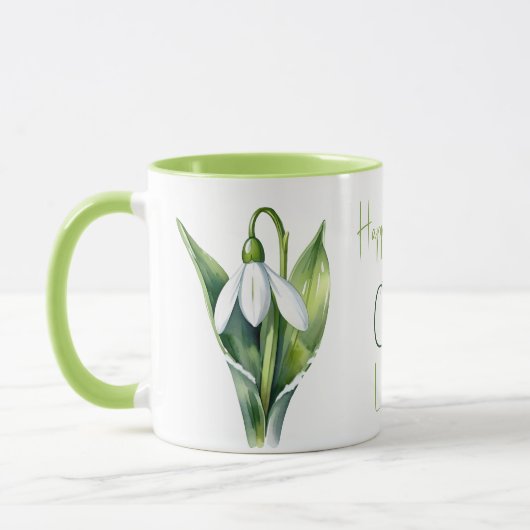 Januari geboorte bloem geschenken Witte sneeuwklok Mok (Links)