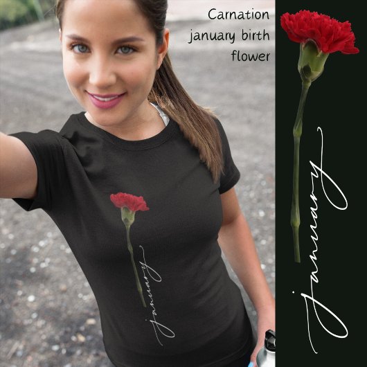 Januari geboorte bloemanjer minimalistisch t-shirt