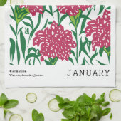 Januari Geboorte Bloemenmarkt Groene & Roze Anjer Theedoek (Gevouwen)