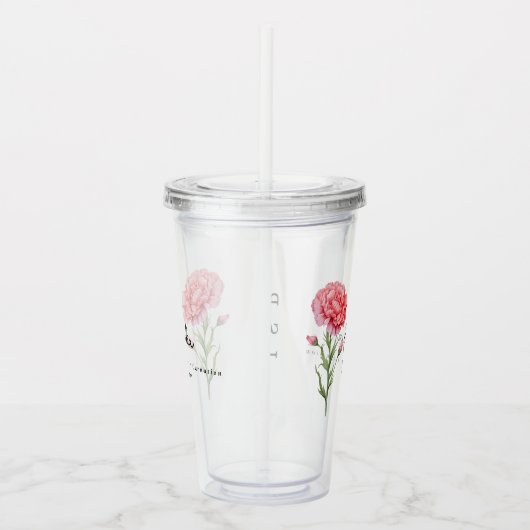 Januari Geboorte Maand Bloemanjer Gepersonaliseerd Acryl Drinkbeker (Rechts)