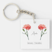 Januari Geboorte Maand Bloemanjer Sleutelhanger (Voorkant)