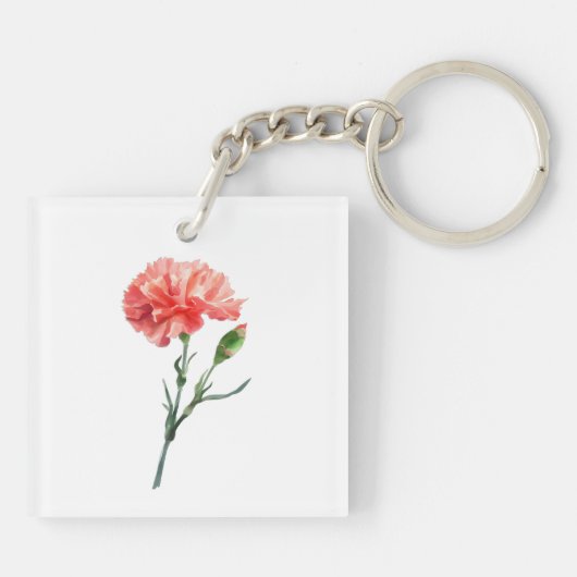 Januari Geboorte Maand Bloemanjer Sleutelhanger (Achterkant)