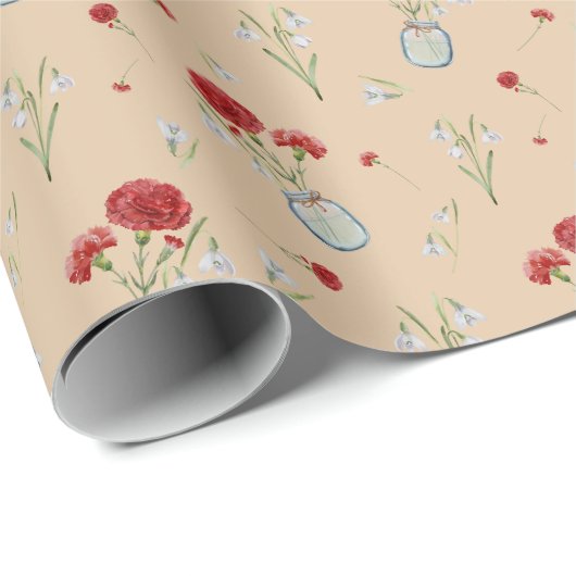 Januari Geboorte Maand Bloemanjer Sneeuwdrop Cadeaupapier (Rol Hoek)