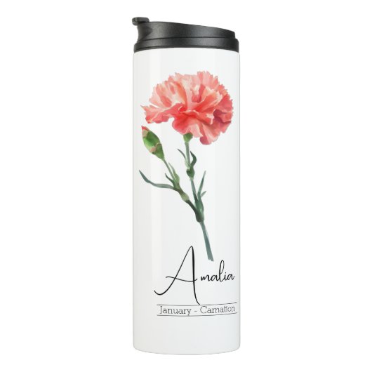Januari Geboorte Maand Bloemanjer Thermosbeker (Geroteerd rechts)