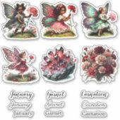 Januari Geboorte Maand Geboorte Bloem Sticker Set (Voorkant)