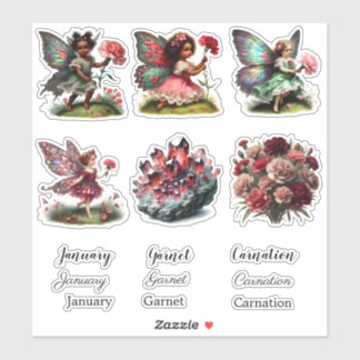 Januari Geboorte Maand Geboorte Bloem Sticker Set