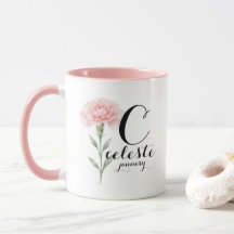 Januari Geboortebloem Mok – Roze Anjer Geschenk