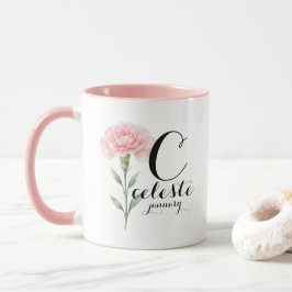 Januari Geboortebloem Mok – Roze Anjer Geschenk