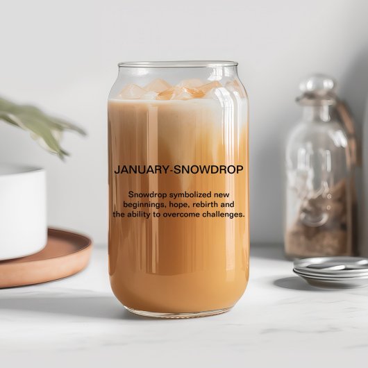 Januari Geboortebloem Sneeuwklokje met Aangepaste  Blikvorm Glas