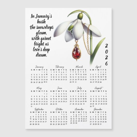 Januari Geboortebloem & Steen Kalender (Voorkant)
