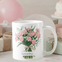 Januari Geboortedag Mug | Roze Anjers