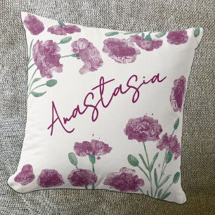 Januari Geboortemaand Anjer Gepersonaliseerd Kussen