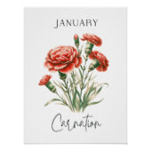 Januari Geboortemaand Anjer Perfect Poster (Voorkant)