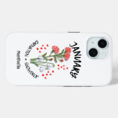 JANUARI Geboortemaand Bloem Aangepaste naam Case-Mate iPhone Case (Achterkant (horizontaal))