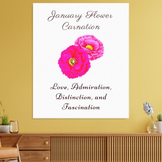 Januari Geboortemaand Bloem Anjer Elegante Flora Canvas Afdruk (Insitu (Woonkamer))