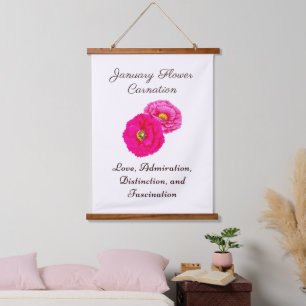 Januari Geboortemaand Bloem Anjer Elegante Flora Hangend Wandkleed